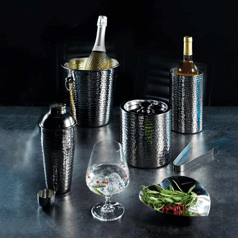 Luxury Wine/Champagne Cooler Bucket, Hammered Metal