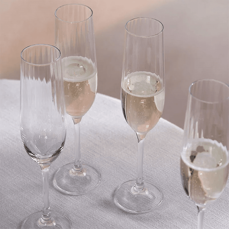 Skye Optic Set of 4 Champagne Flutes, Clear