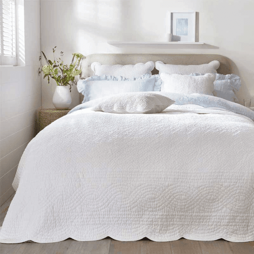 Image showing the Milfield Scallop Edge Quilt, King/Super King, White product.