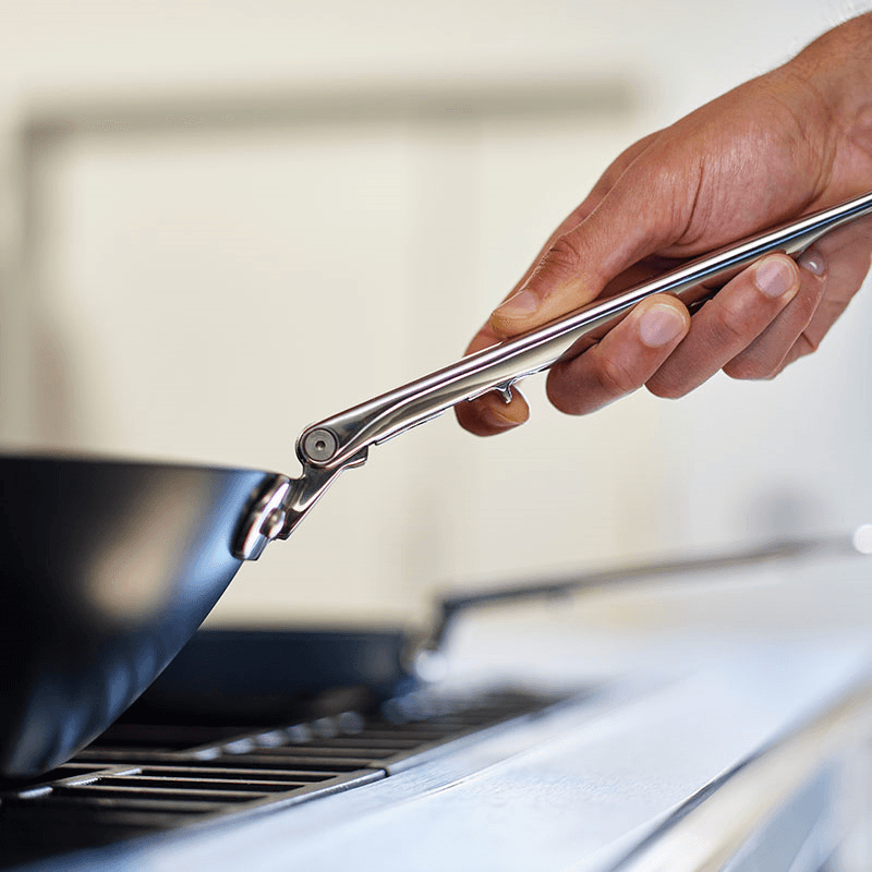 Space Folding Ceramic Non-Stick Wok, 32cm, Midnight Blue