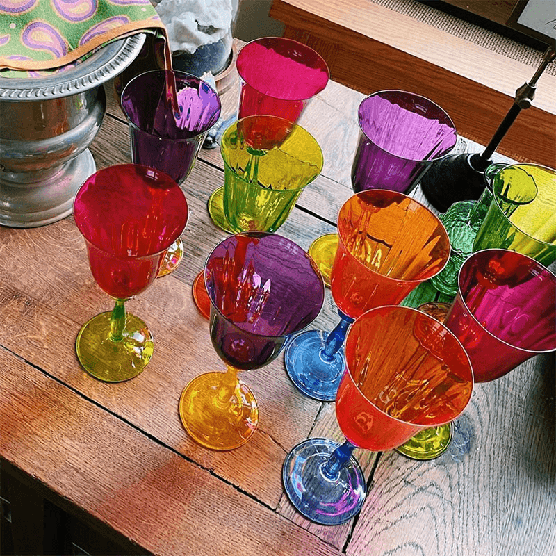 Colourblock Set of 4 Wine Glasses, Multi