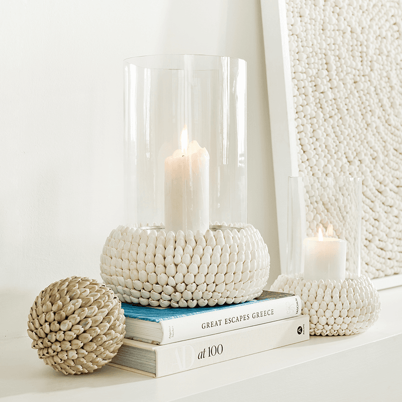 Sanibel Shell Candle Holder, H26cm, White
