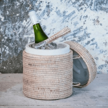 Strand Rattan Ice Bucket, H25cm, White