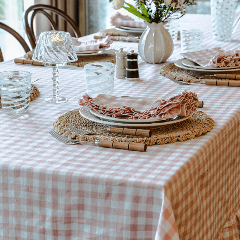 Scalloped Abaca Placemat, D38cm, Natural