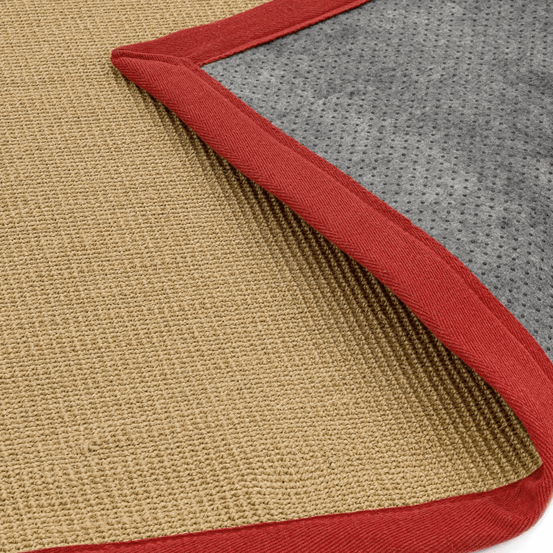 Sisal linen border runner, 200 x 300cm, red