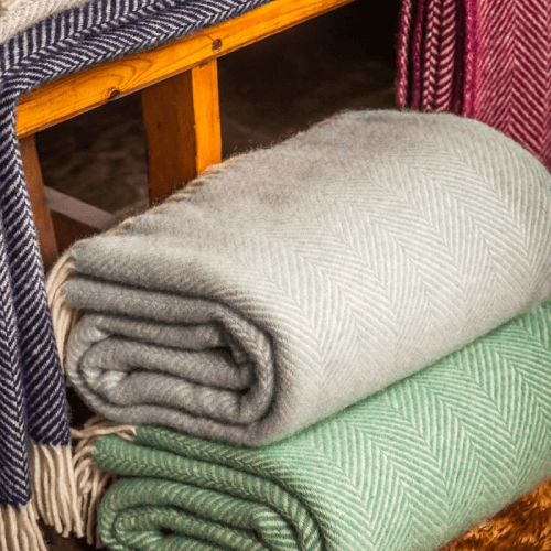 Image showing the Fishbone Throw, 150 x 183cm, Duck Egg product.