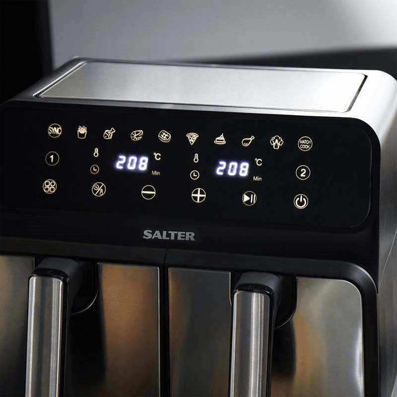 Dual Air Fryer, 7.6L, Silver