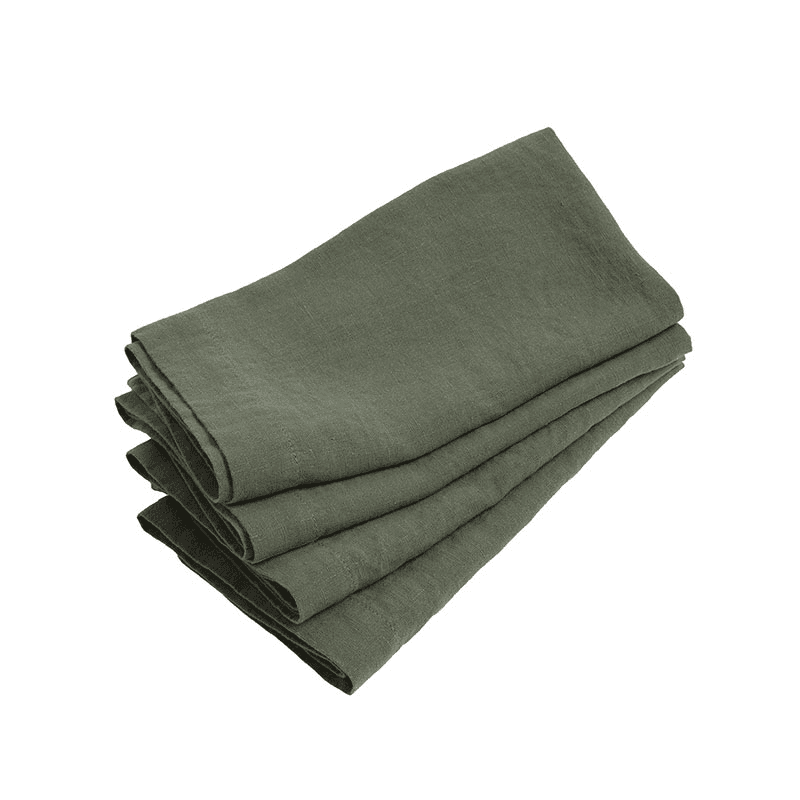Linen Set of 4 Napkins, 47 x 47cm, Olive
