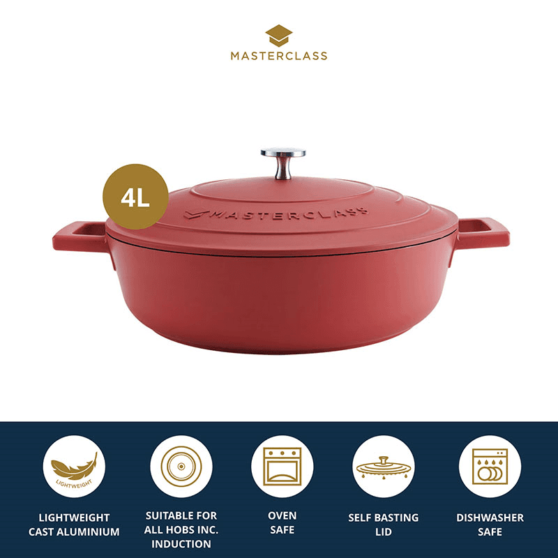 Shallow Casserole Dish, 4L, Red