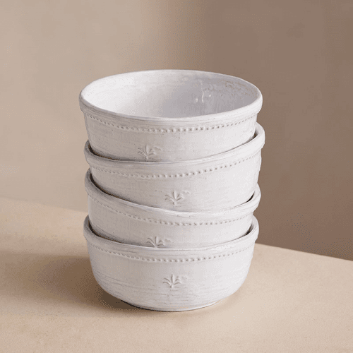 Image showing the Hillcrest Set of 4 Cereal Bowls D16cm, White product.