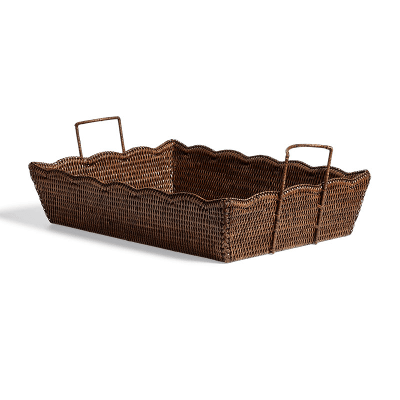 Talasa Rectangular Rattan Basket, H19cm x W58cm x D39cm, Antique Brown