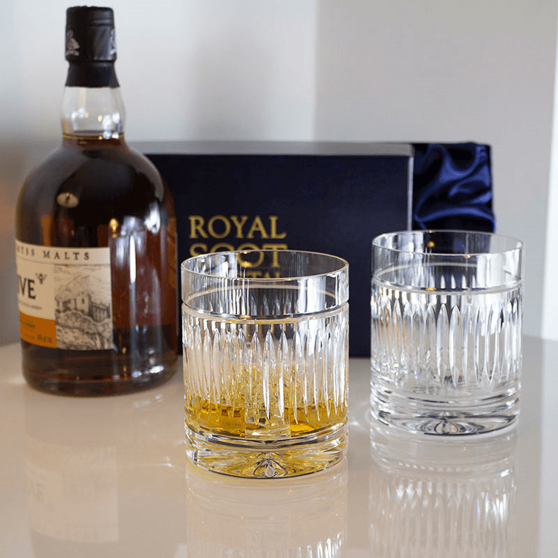 Art Deco Set of 2 Large Tumblers, 380ml, Clear
