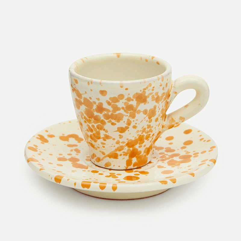 Splatter Espresso Cup & Saucer, D6.5cm, Burnt Orange
