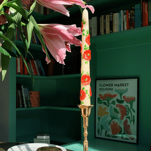 Image showing the Flower Set of 2 Candles, H25cm, Red product.