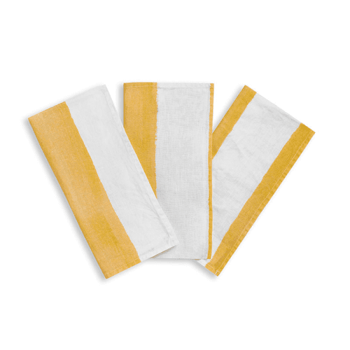 Image showing the Stripe Linen Napkin, 50cm x 50cm, Lemon Yellow product.