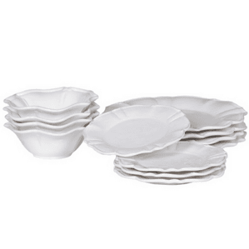 Image showing the Dinner Service, Scalloped, White, 12 Piece product.