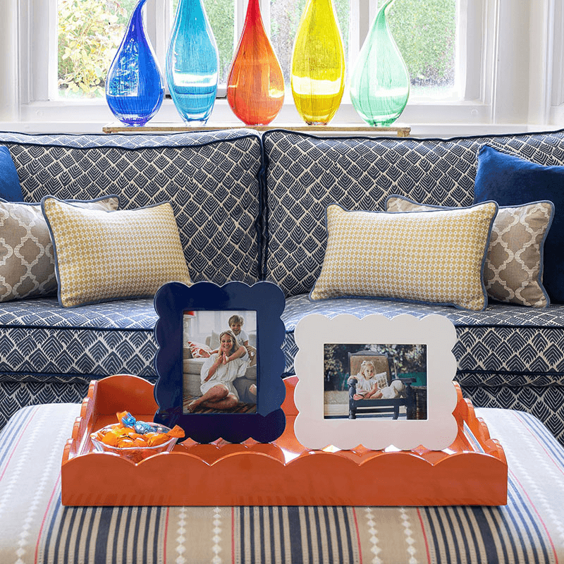 Lacquered Scallop Photo Frame, 5 x 7", Navy