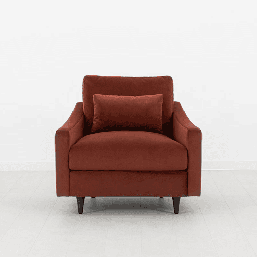 Image showing the Model 07 Velvet Armchair, Brick product.