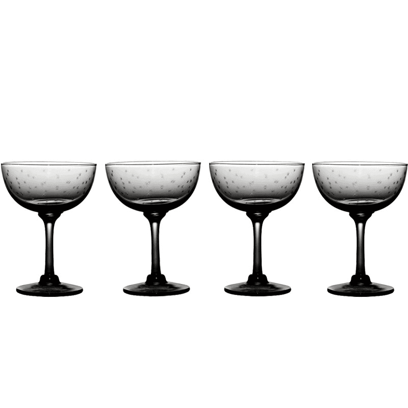 Stars Set of 4 Champagne Saucers, 150ml, Smoky