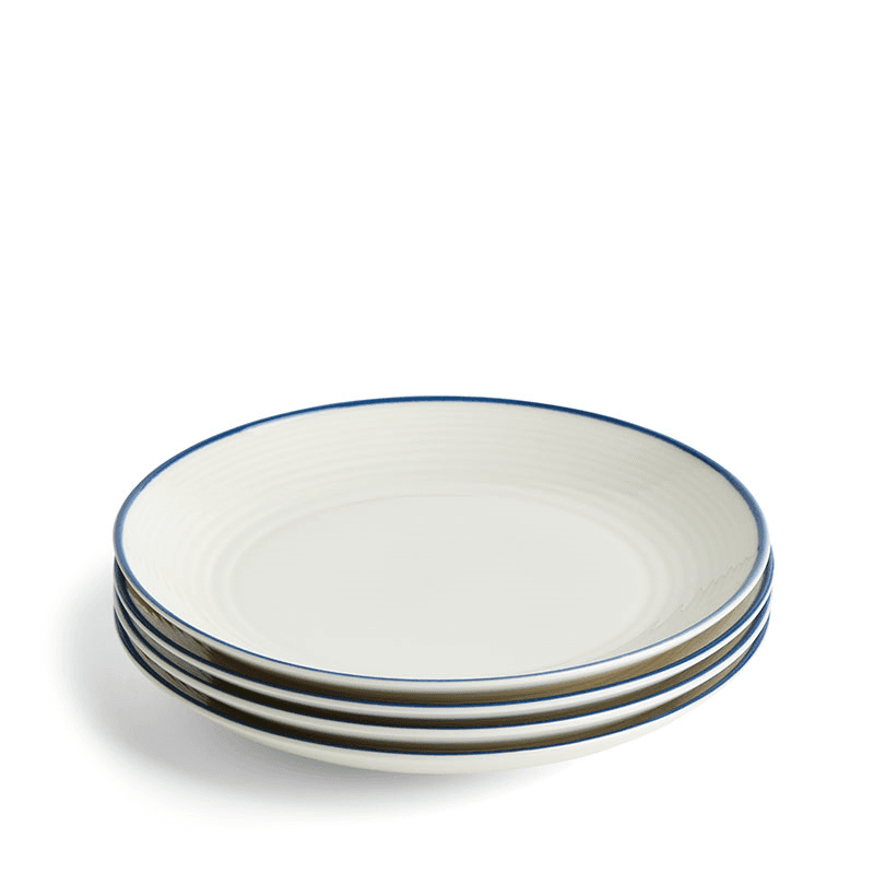 Gordon Ramsay Maze Denim Line Set of 4 Plates, D22cm, White