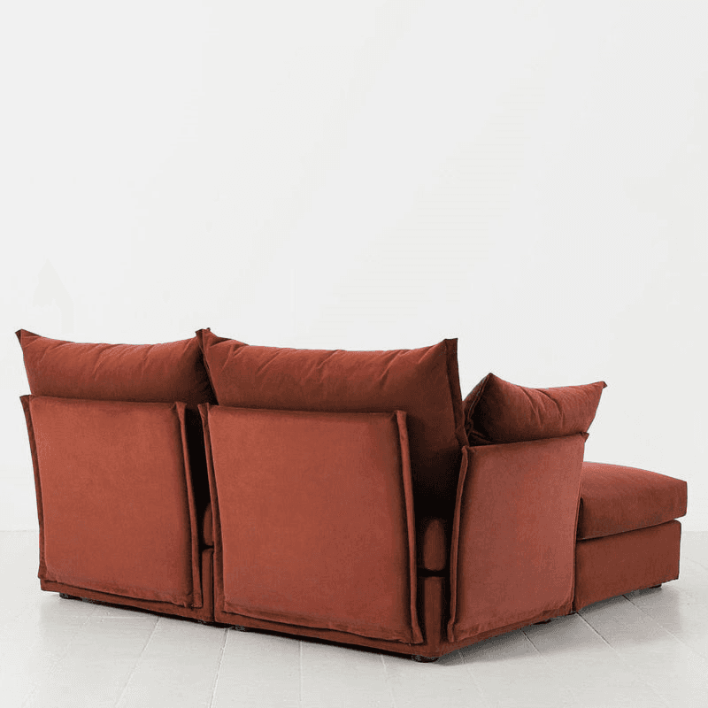 Model 06 Velvet 2 Seater Sofa With Chaise, Brick