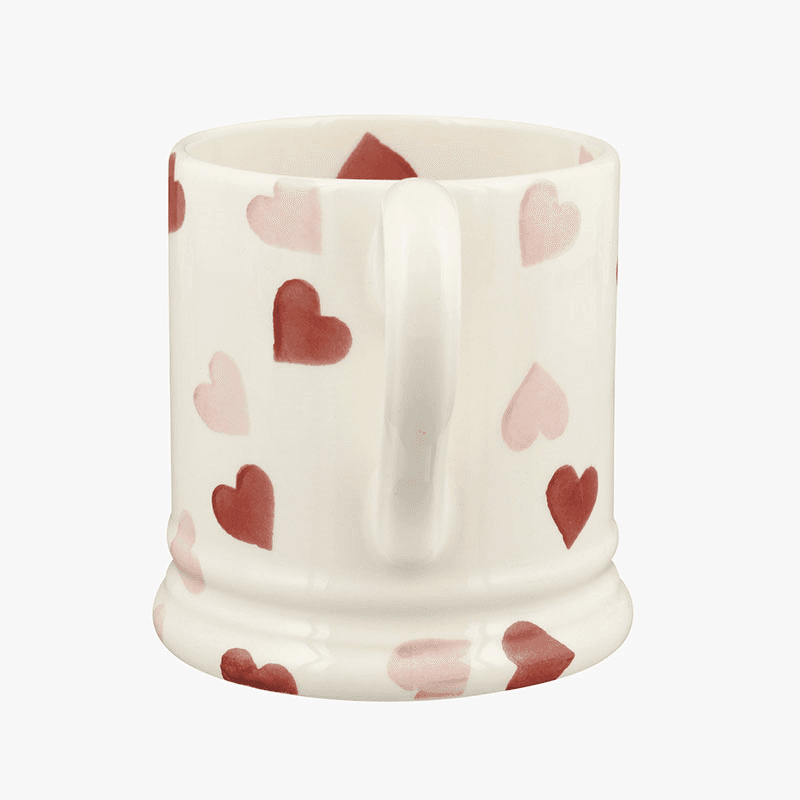 Pink Hearts Mug, 300ml, Cream