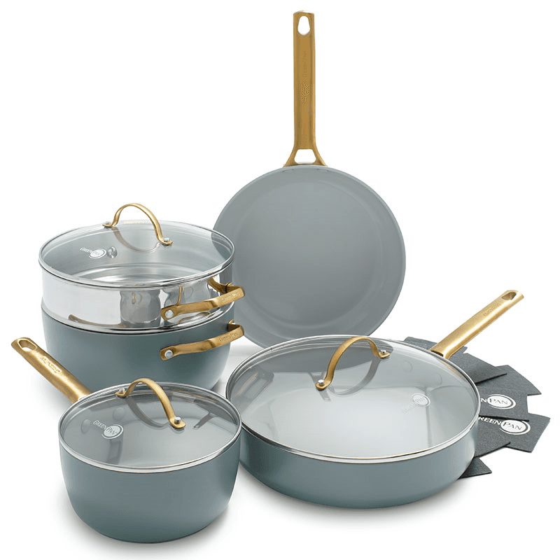 Padova Ceramic Non Stick 11 Piece Cookware Set, Sky Blue