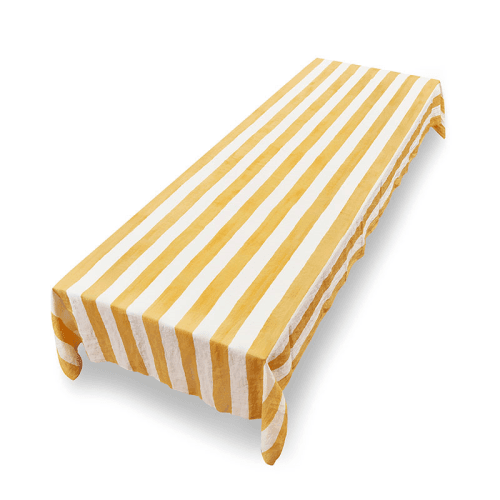Image showing the Stripe Linen Tablecloth, 250cm x 165cm, Lemon Yellow product.