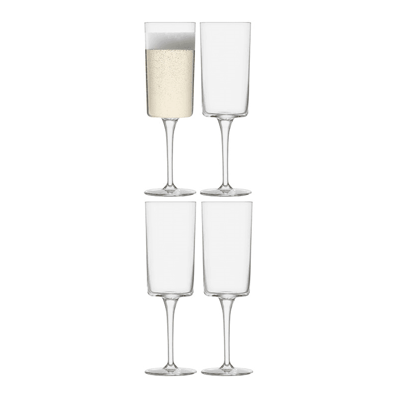 Gio Set of 4 Champagne Flutes, 210ml, Clear