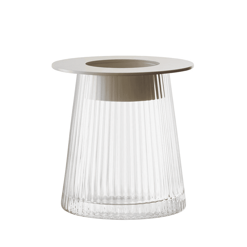 Beacon Candle Holder, H14cm, Concrete Grey & Clear