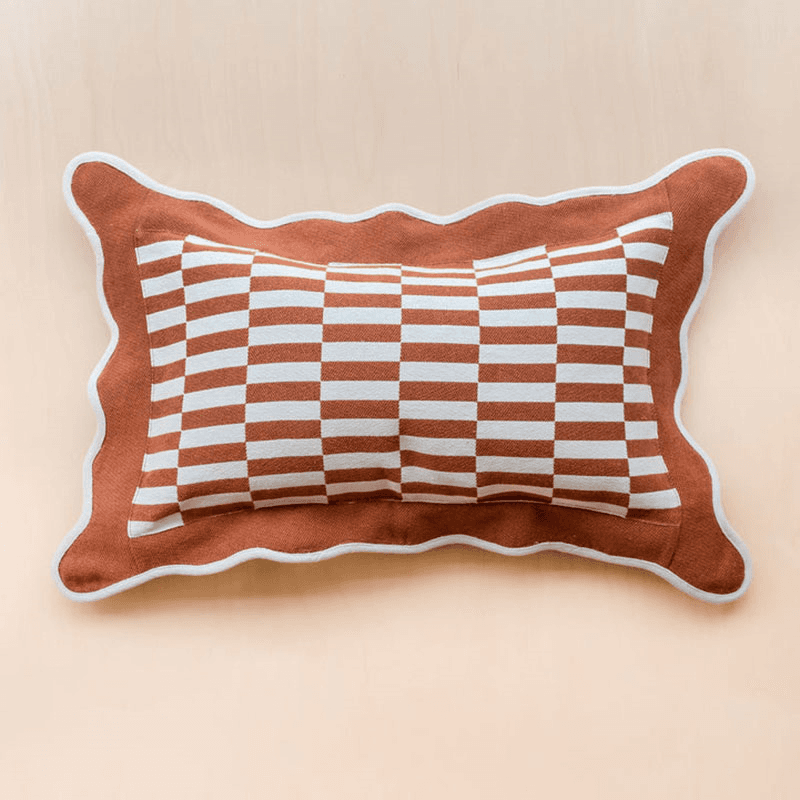 Checkerboard Cushion Cover, 30 x 50cm, Rust