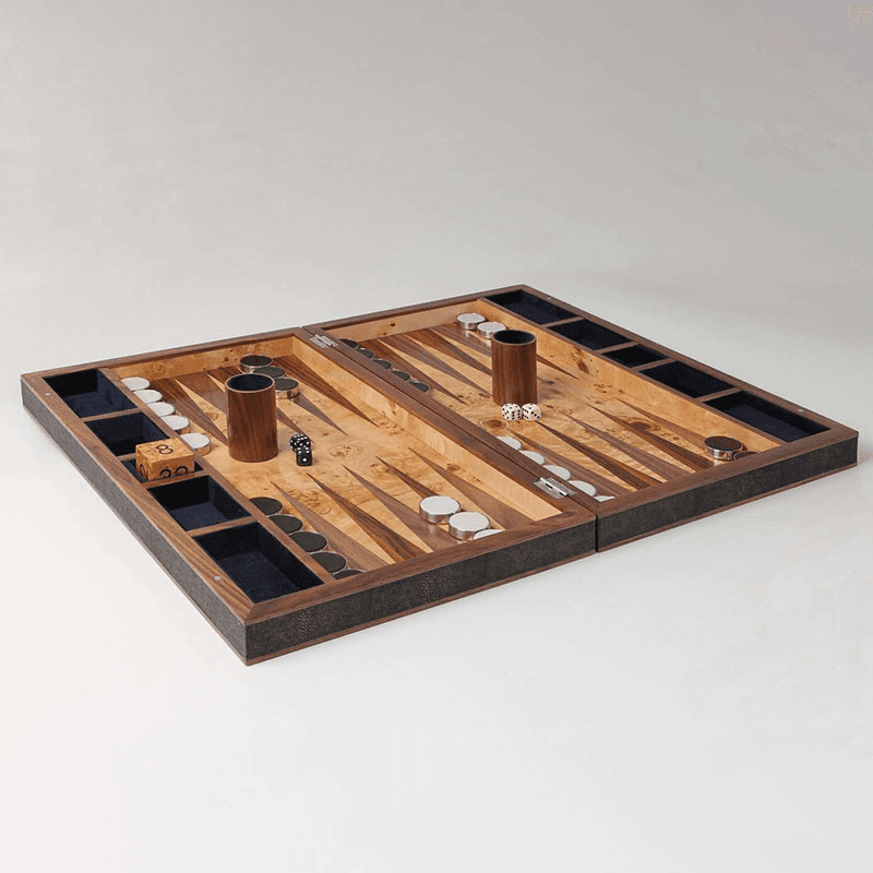 Backgammon Board, 54 x 34cm, Seal Brown Shagreen