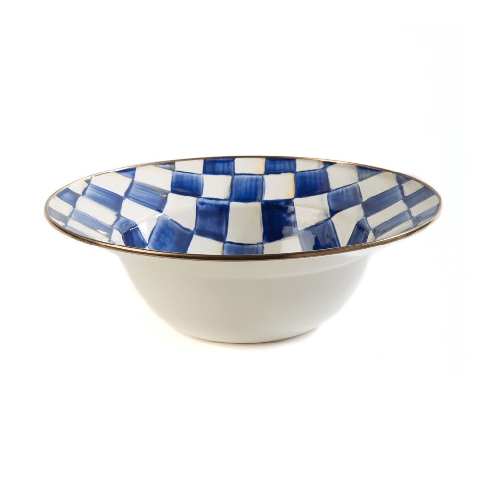 Royal Check Serving bowl, 30cm, Blue & White