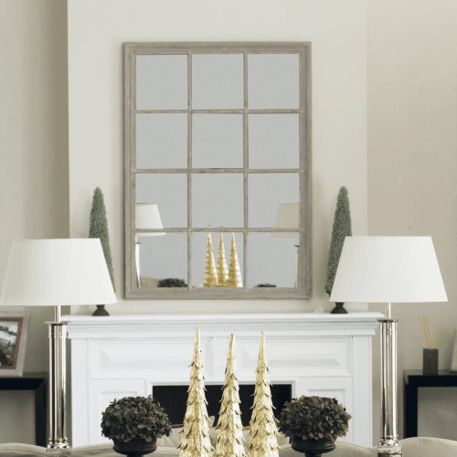 Image showing the Sash Window Mirror, H95 x H130cm, Distressed Wood Frame product.