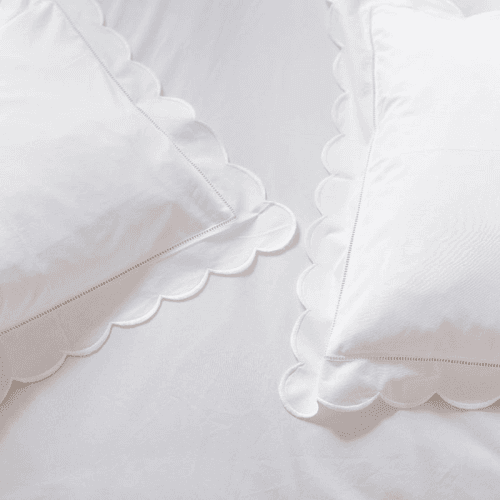 Image showing the Scallop Super King Pillowcase, White product.