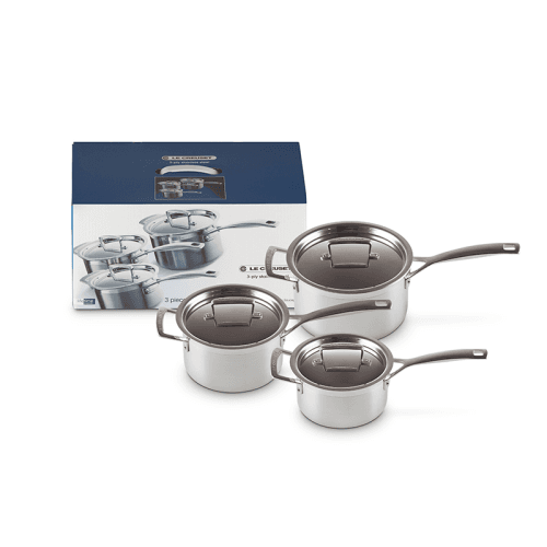 Image showing the Classic 3-ply 3-Piece Saucepan Set, Stainless Steel product.