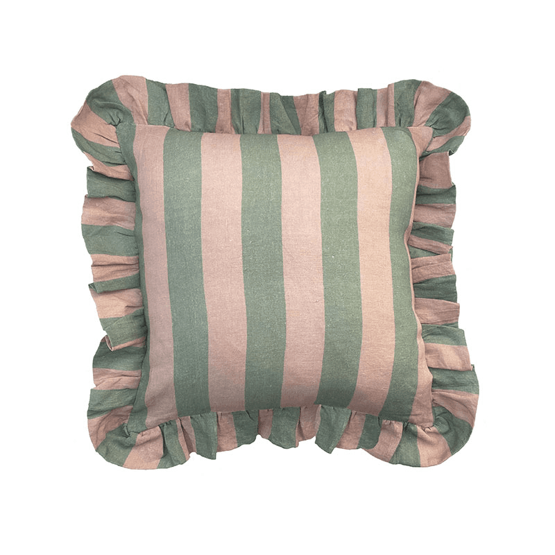 Wide Stripe Cushion Cover, 45cm x 45cm, Blush & Sage