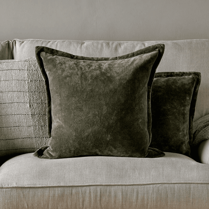 Pilani Velvet & Linen Cushion Cover, 50 x 50cm, Moss