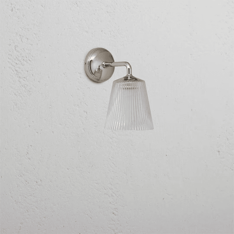 Richmond  Flutted Glass Wall Light, H17cm, Polished Nickel