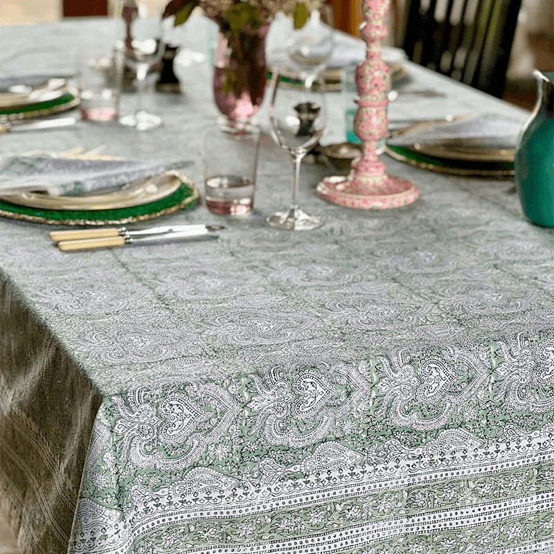 Baroque Tablecloth, 180 x 360cm, Jade