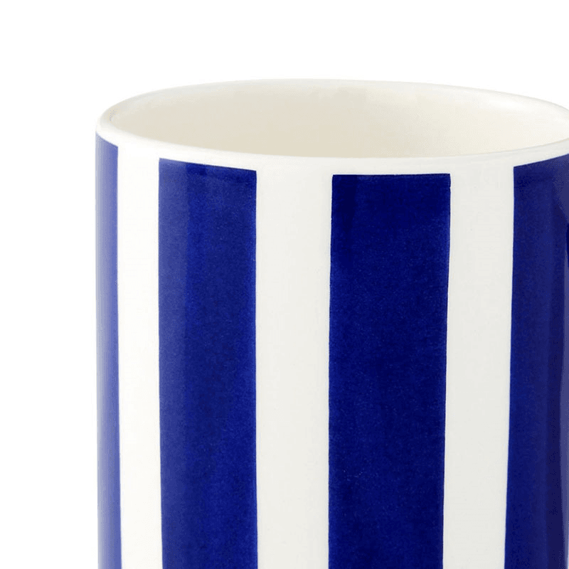 Stecatto Set of 4 Mugs, 340ml, White and Blue Bold Stripe