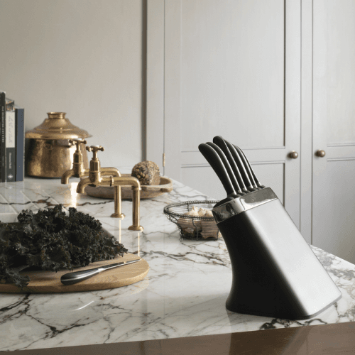 Image showing the Signature Knife Block Set with 6 Knives & Steel Sharpener, Black product.
