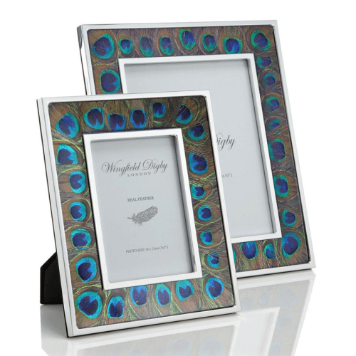 Image showing the Feather and Glass Photo Frame, 5x7", Peacock product.