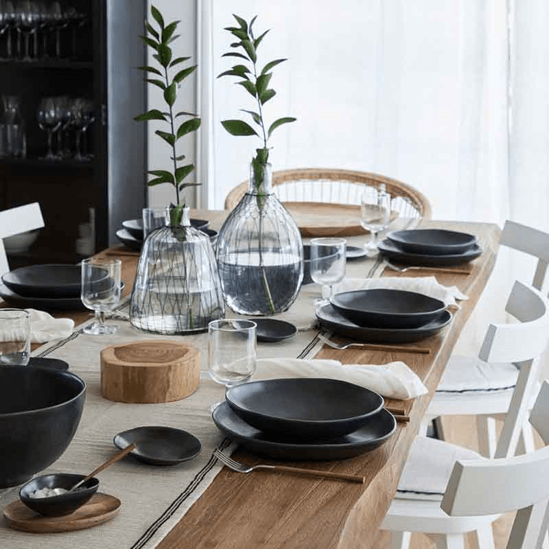 Livia Set of 6 Oval Plates, D16cm, Matte Black