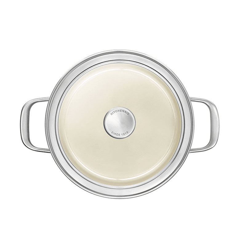 Steel Core Enamel Casserole, 24cm, Cream