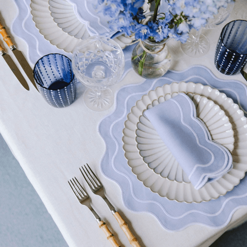 Image showing the Bella Set of 4 Placemats, D40cm, Blue &  White product.