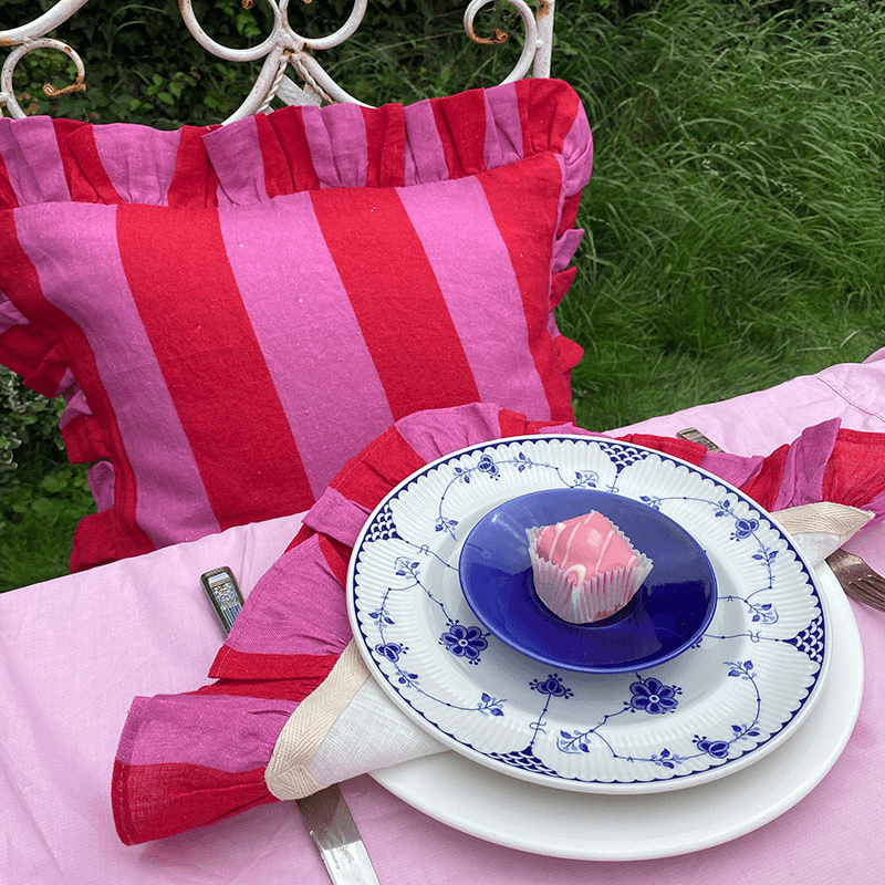 Wide Stripe Cushion Cover, 45 x 45cm, Cerise/Fuchsia