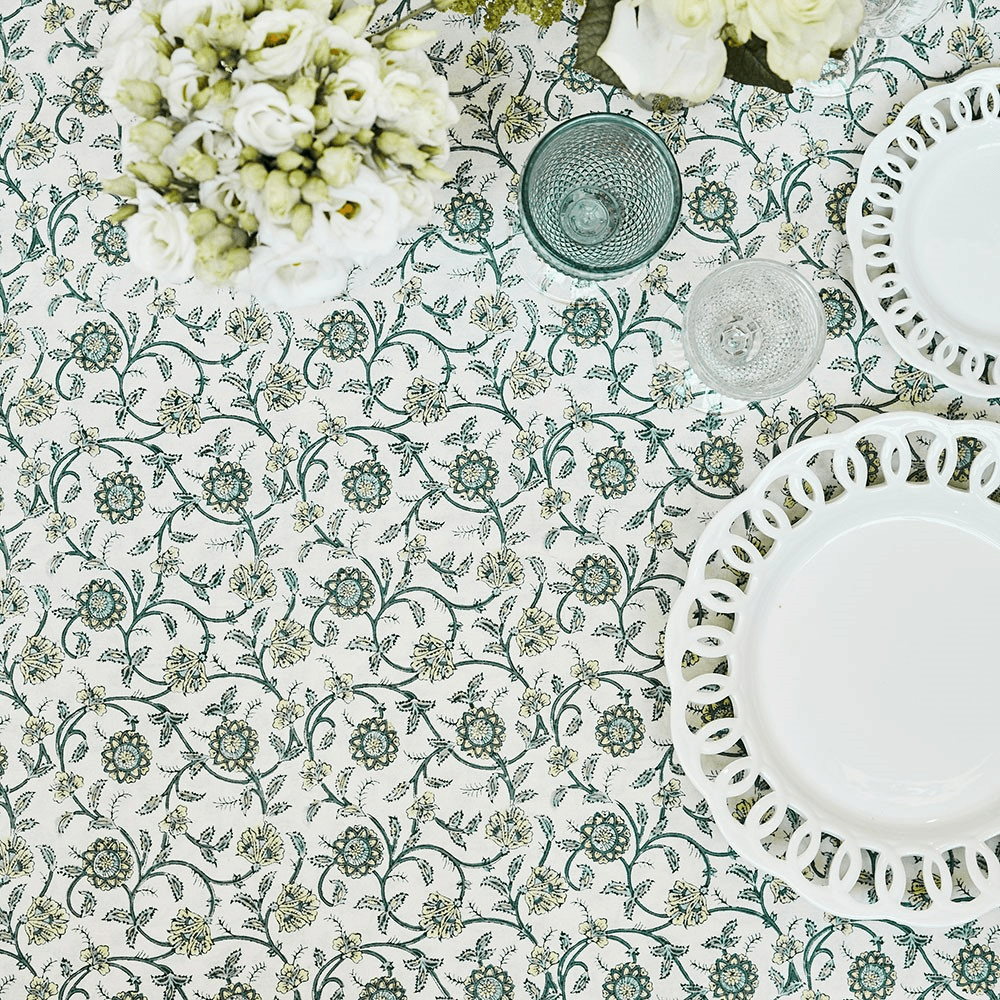 Green Petals Tablecloth Large