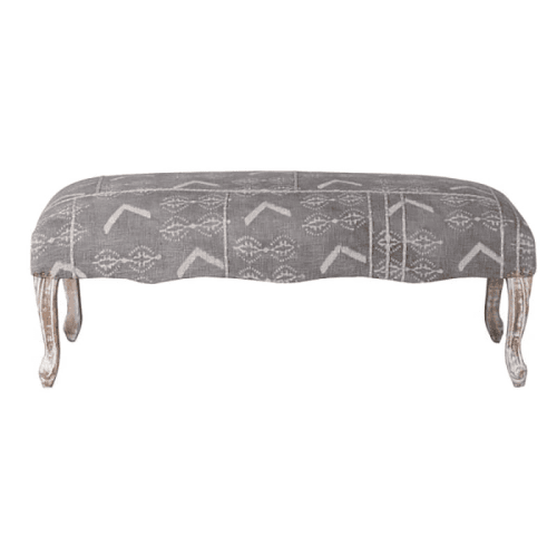 Image showing the Zuri Patterned Carved Bench, Grey product.