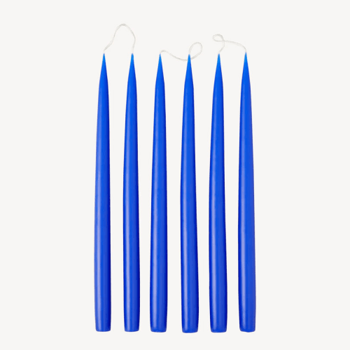 Image showing the Set of 6 Tapered Dinner Candles, H35cm, Cobalt Blue product.